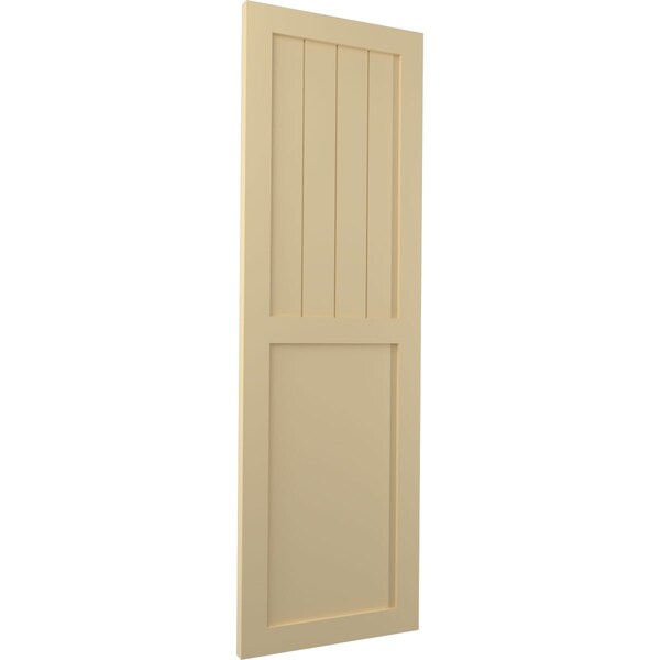 True Fit PVC Farmhouse/Flat Panel Combination Fixed Mount Shutters, Natural Twine, 12W X 31H